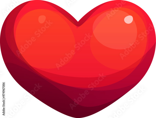 Cartoon game heart asset. Isolated vector red glossy heart shape evokes feelings of love, affection and emotions for romantic Valentine day, wedding or dating. Symbol of health, mobile app emoji sign