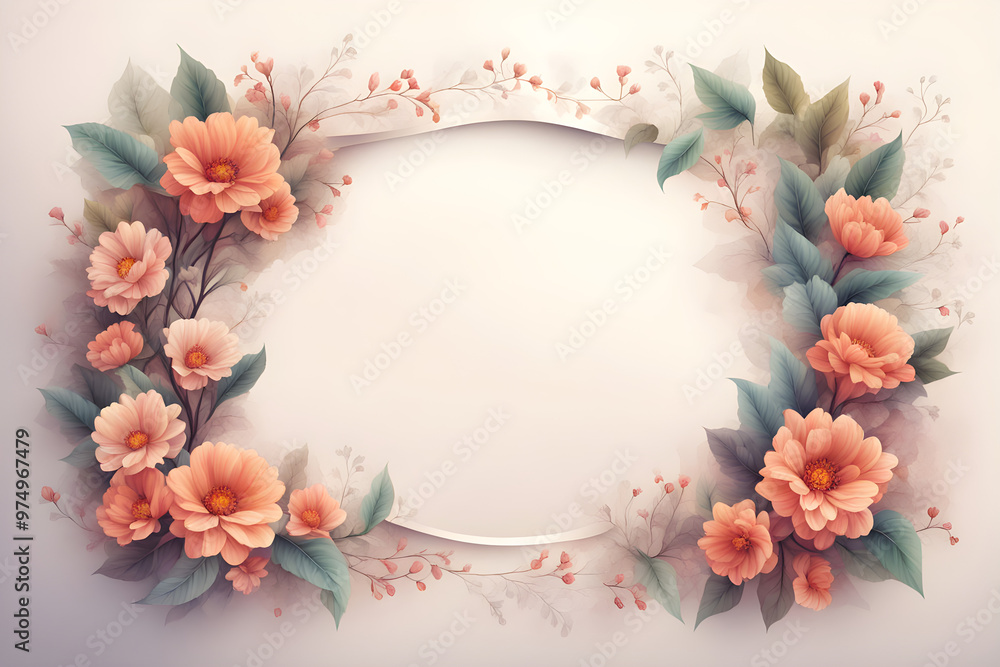 Intricate Wedding Invitation Frame: Floral Elements with a Mysterious Ambiance Intricate Wedding Invitation Frame: Floral Elements with a Mysterious Ambiance