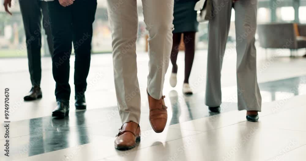 Feet, group and business people on office floor with walking, teamwork and together in lobby at company. Shoes, workforce and staff with legs in foyer for collaboration, career and steps with synergy Feet, group and business people on office floor with walking, teamwork and together in lobby at company. Shoes, workforce and staff with legs in foyer for collaboration, career and steps with synergy