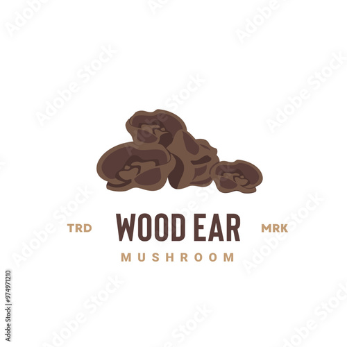 wood ear mushroom logo illustration is suitable for vegetable shops and gardens, both for posters and web icons.