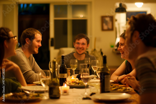 having dinner in restaurant