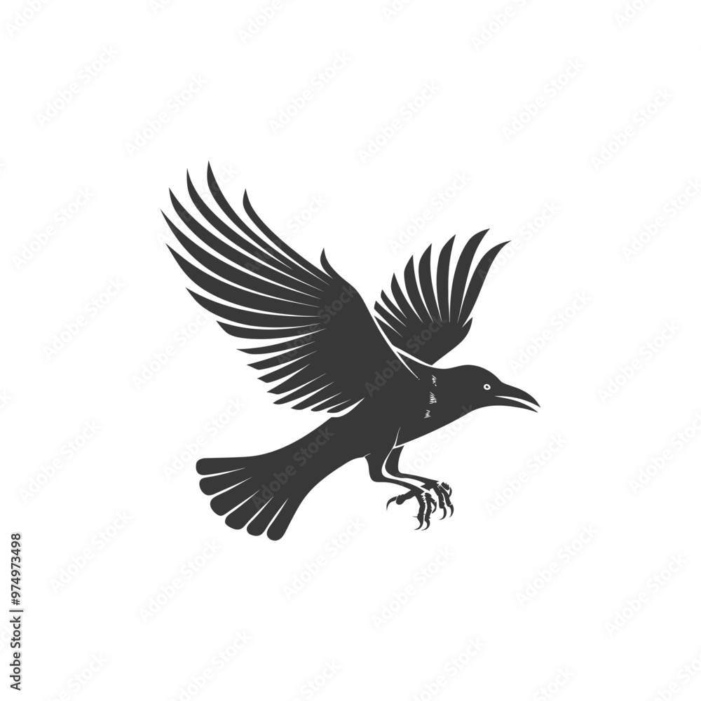 Obraz premium Black and White Silhouette of a Bird in Flight