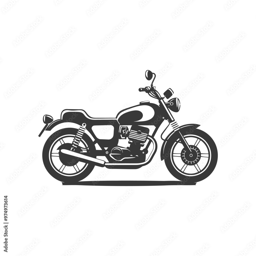 Black and White Silhouette of a Classic Motorcycle Black and White Silhouette of a Classic Motorcycle