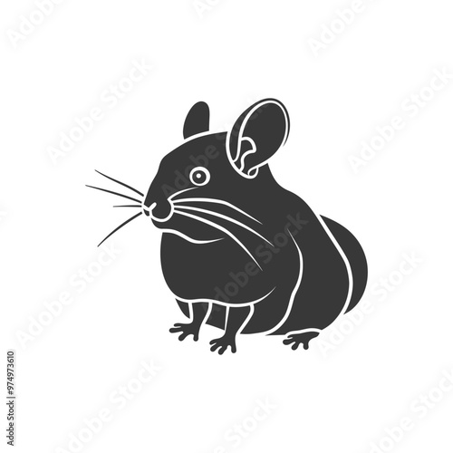 Black and White Silhouette of a Chinchilla