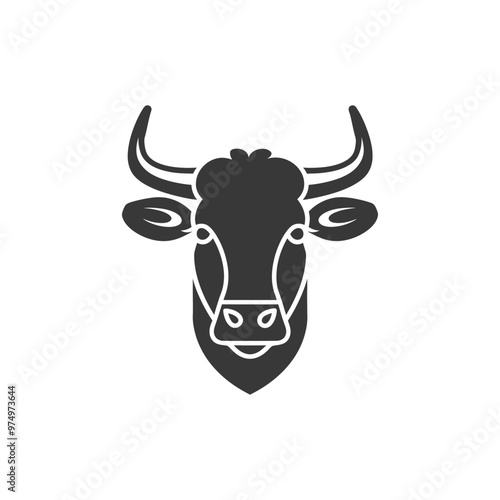 Black and White Silhouette of a Cows Head