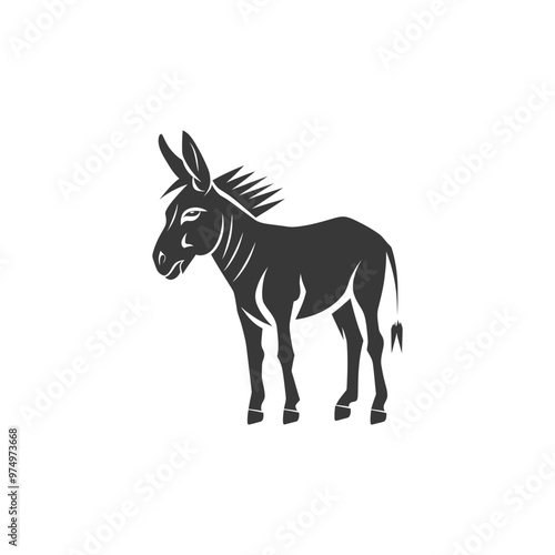 Black and White Silhouette of a Donkey