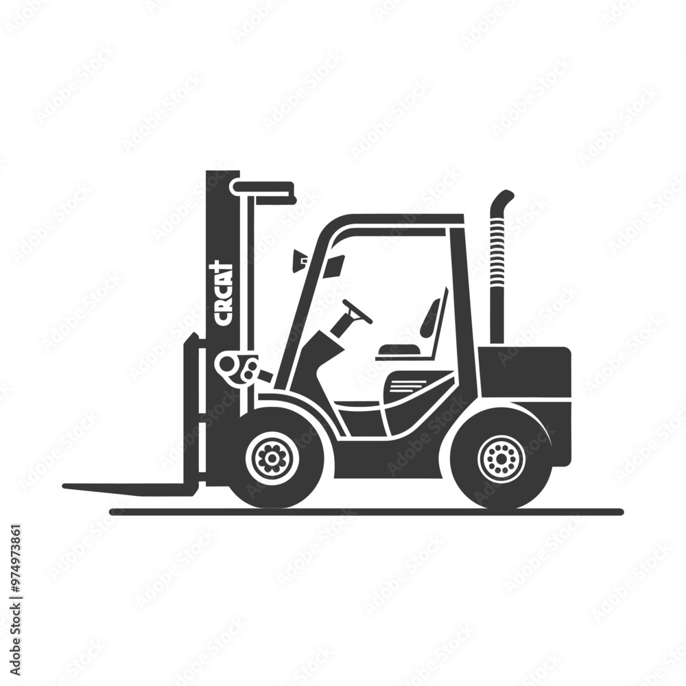 Black and White Silhouette of a Forklift Black and White Silhouette of a Forklift
