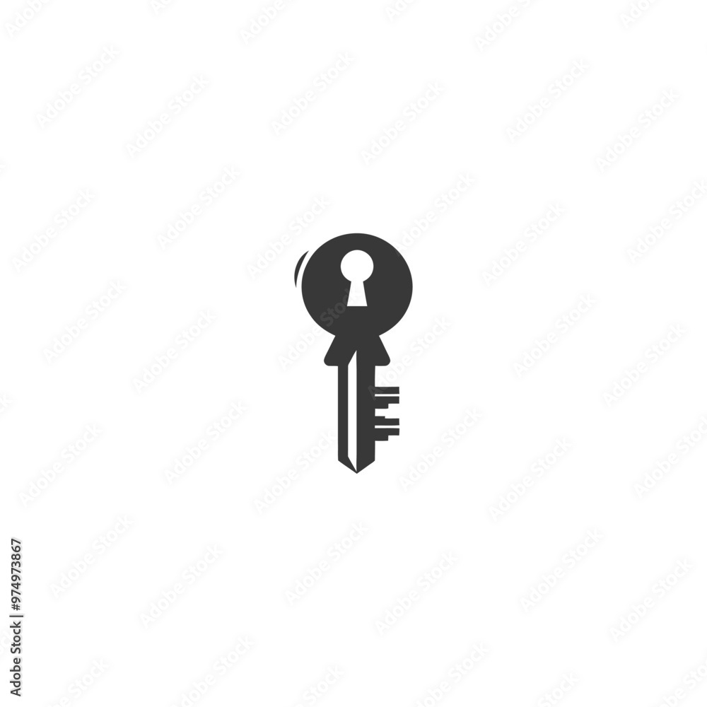Black and White Silhouette of a Key with a Keyhole in the Head Black and White Silhouette of a Key with a Keyhole in the Head