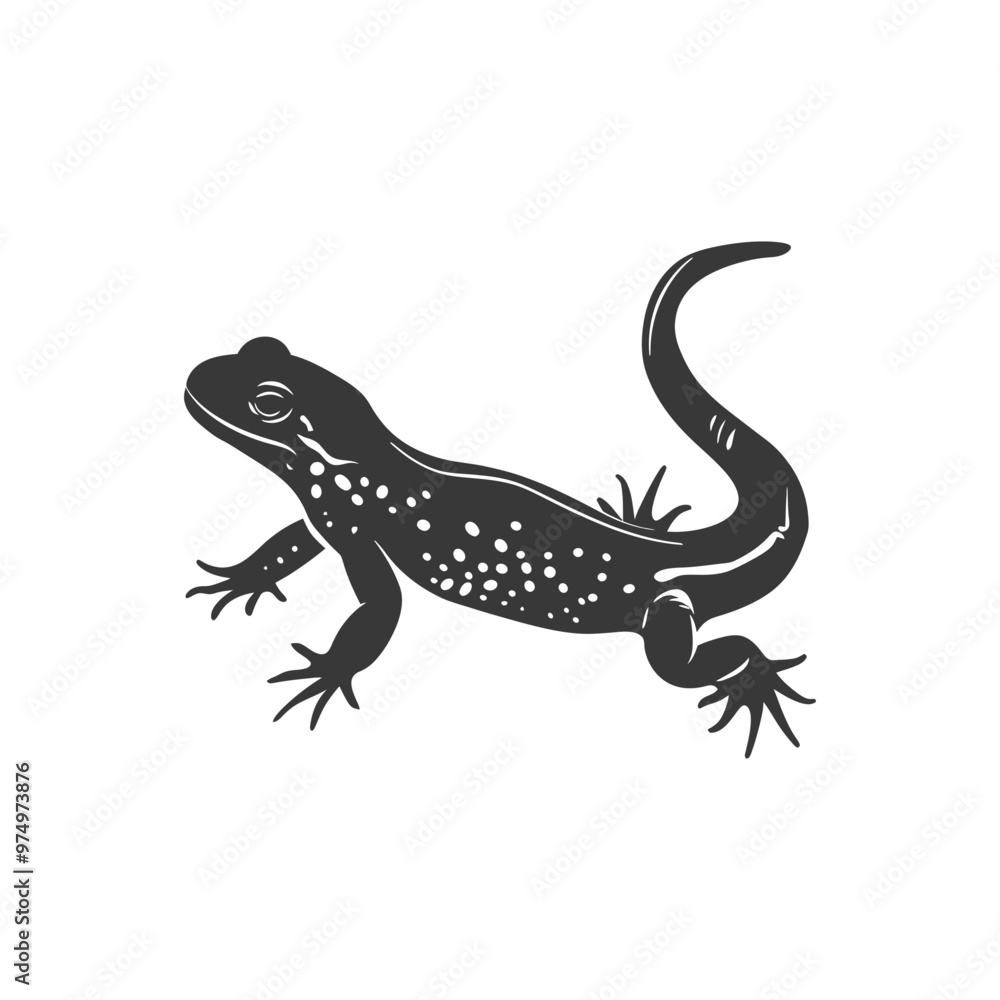 Naklejka premium Black and White Silhouette of a Lizard