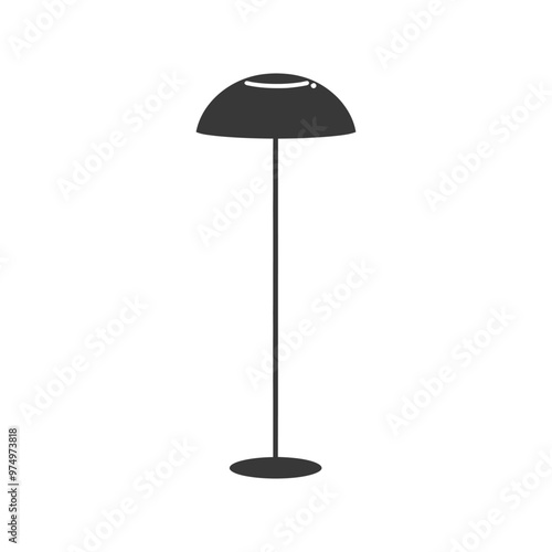 Black and white silhouette of a floor lamp with a round shade
