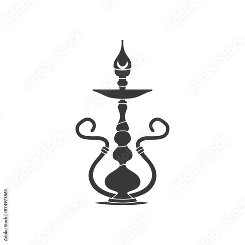 Black and White Silhouette of a Hookah