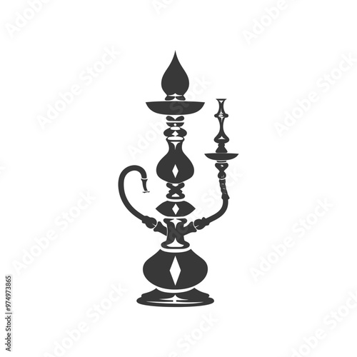 Black and White Silhouette of a Hookah