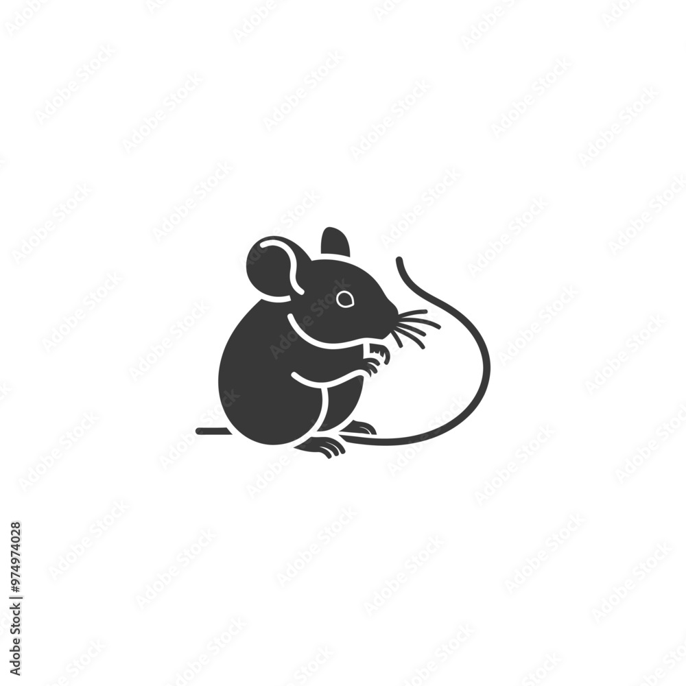 Black and White Silhouette of a Mouse Black and White Silhouette of a Mouse