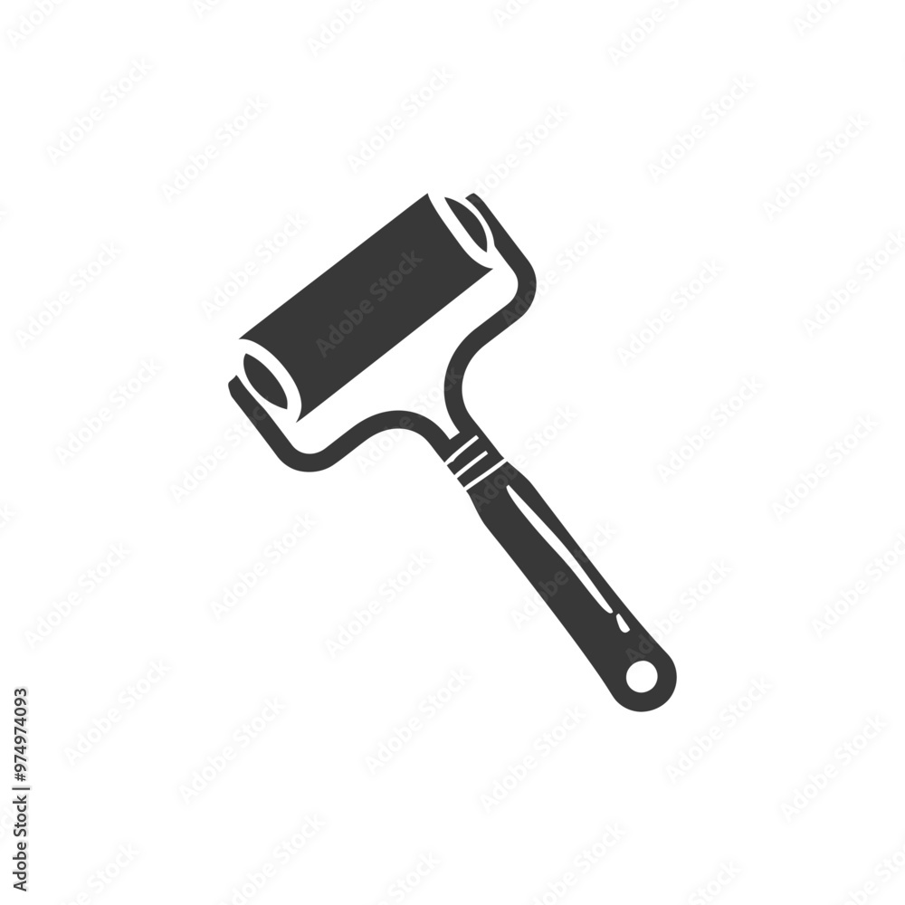 Black and White Silhouette of a Paint Roller Black and White Silhouette of a Paint Roller