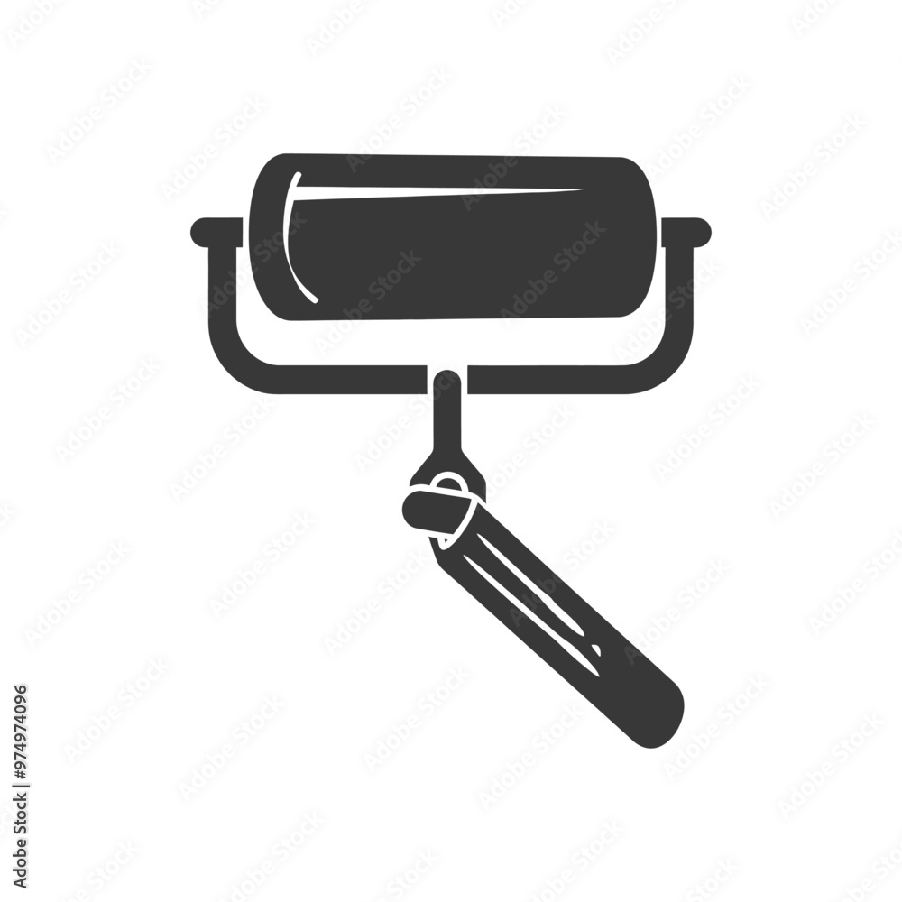 Black and White Silhouette of a Paint Roller Black and White Silhouette of a Paint Roller