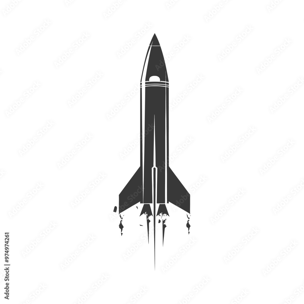 Black and White Silhouette of a Rocket Taking Off Black and White Silhouette of a Rocket Taking Off
