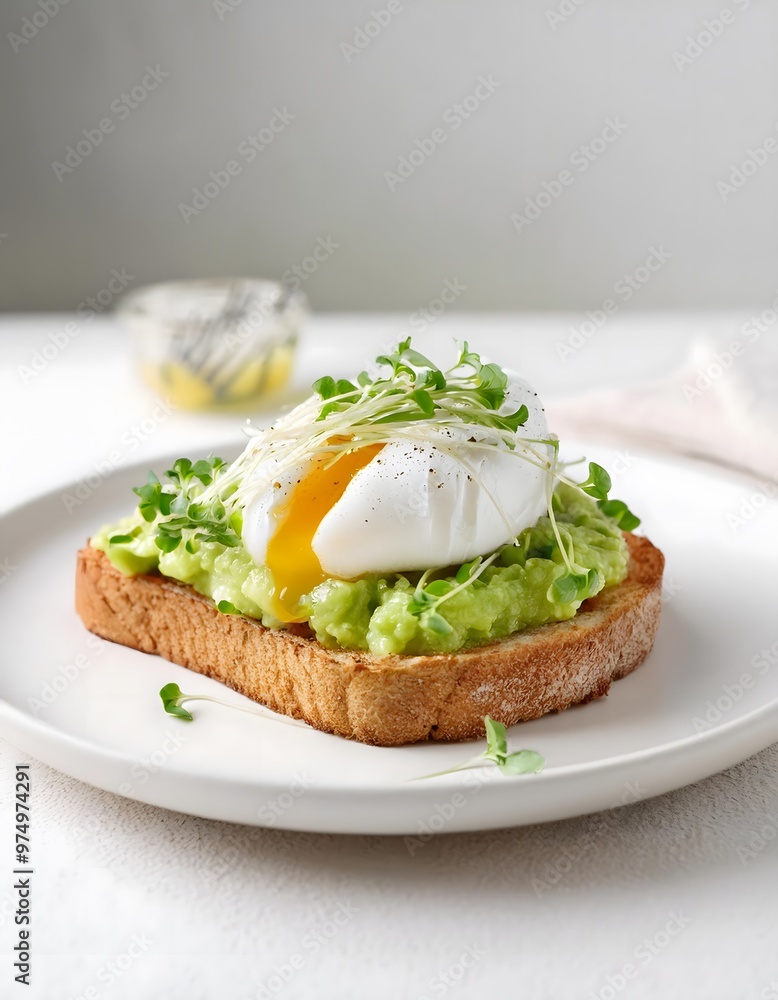 Avocado Toast with Poached Egg and Microgreens Avocado Toast with Poached Egg and Microgreens
