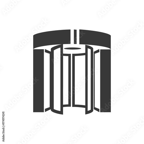 Black and white silhouette of a revolving door