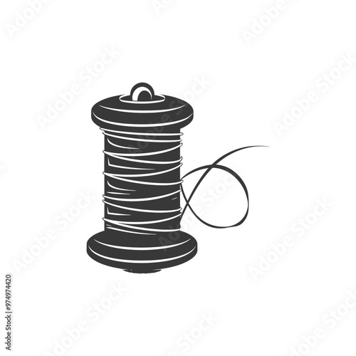 Black and White Silhouette of a Spool of Thread