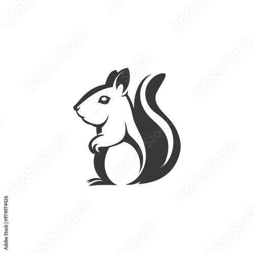 Black and White Silhouette of a Squirrel