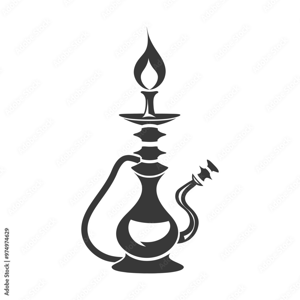Black and White Silhouette of a Traditional Hookah Black and White Silhouette of a Traditional Hookah