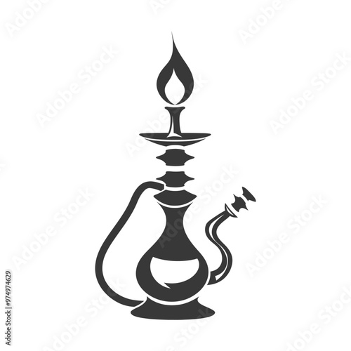 Black and White Silhouette of a Traditional Hookah