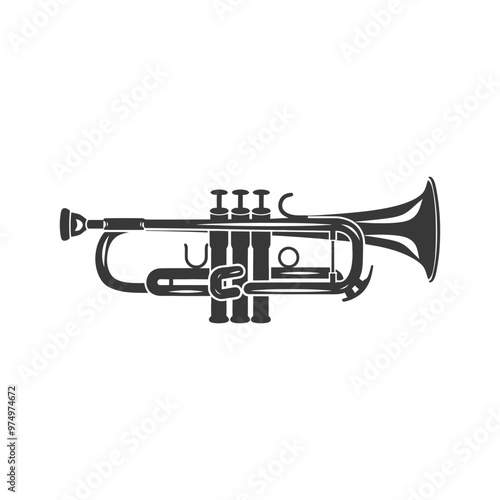 Black and White Silhouette of a Trumpet