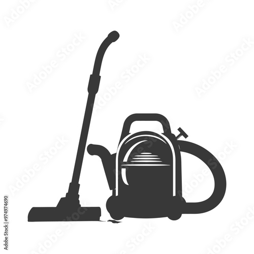 Black and White Silhouette of a Vacuum Cleaner