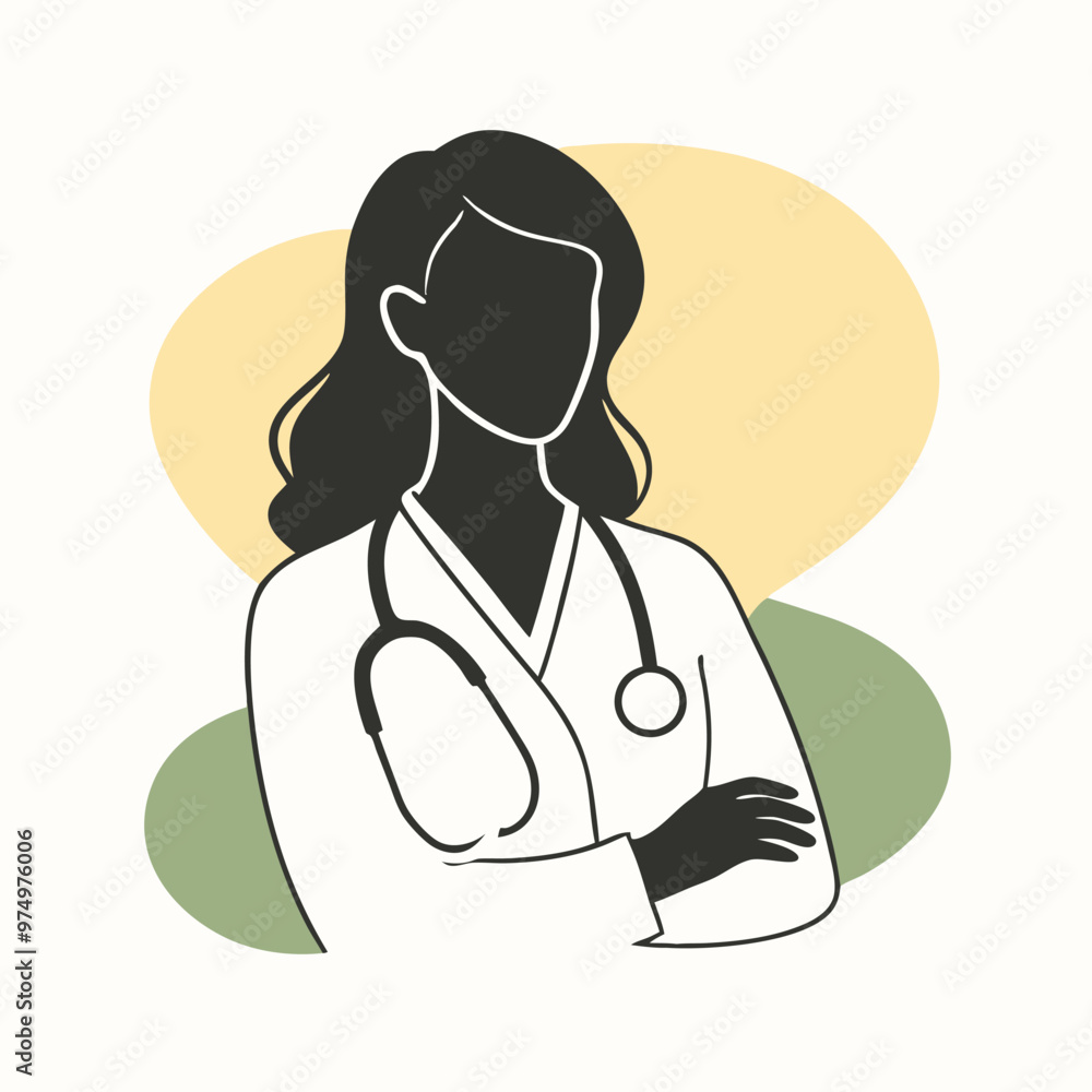 a female doctor , vector silhouette illustration, isolated white background, a female doctor , vector silhouette illustration, isolated white background,