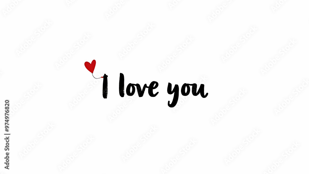Naklejka premium hand written i love you calligraphy text with heart shape on white background