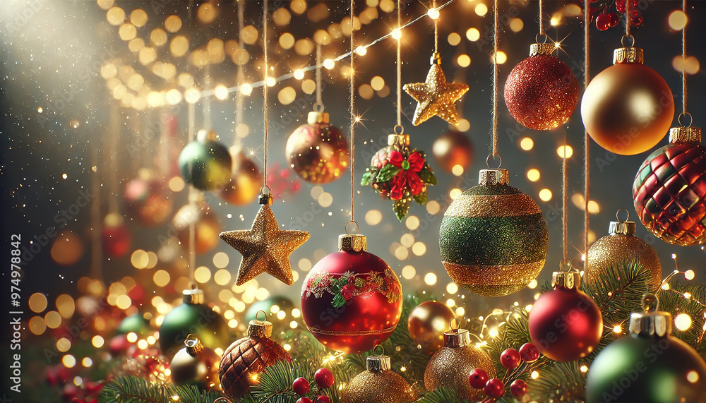 Christmas Ornaments Hanging With Lights Christmas Ornaments Hanging With Lights