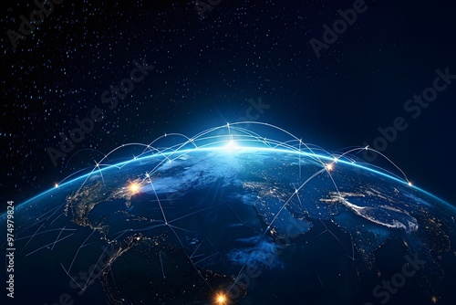 Spectacular Futuristic view of high tech earth planet
