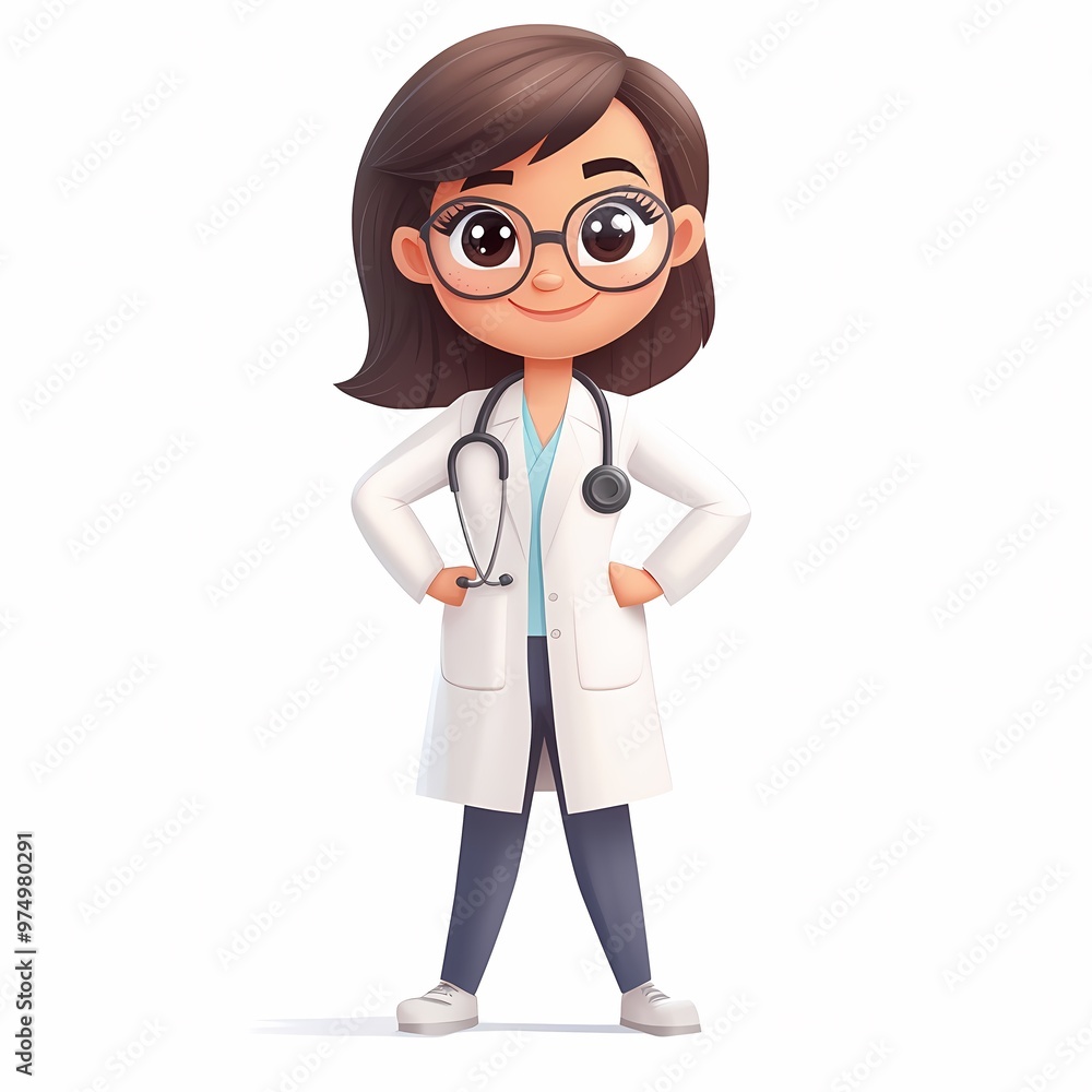 Little Doctor, Big Dreams: Adorable 3D cartoon girl doctor, radiating confidence and ready to care. Little Doctor, Big Dreams: Adorable 3D cartoon girl doctor, radiating confidence and ready to care.