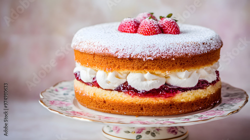 Victoria Sponge Cake with Strawberry Jam