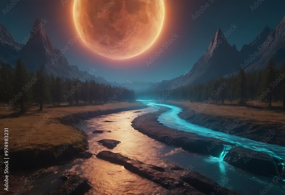 A flowing river of glowing plasma cutting across the surface of an alien moon, with bright energy pulses moving through it like electricity. A flowing river of glowing plasma cutting across the surface of an alien moon, with bright energy pulses moving through it like electricity.