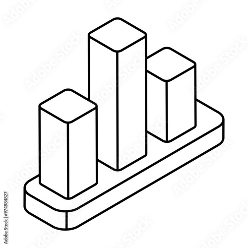 A flat design icon of bar graph