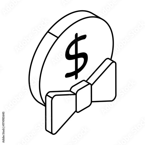 A trendy design icon of dollar coin