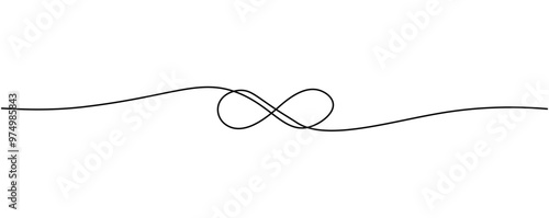 One continuous line drawing of infinity symbol. Editable stroke vector illustration in simple linear style.