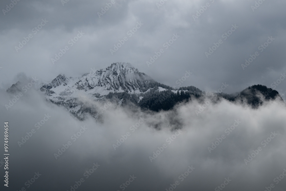 Obraz premium Schnee in den Bergen erster Schneefall