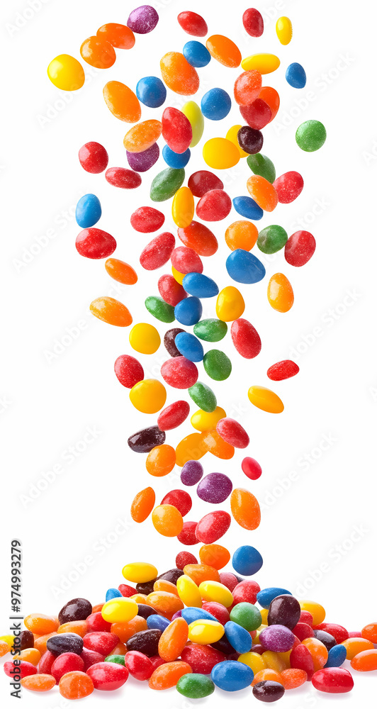 Multi Color Candies Falling Isolated on White Background Multi Color Candies Falling Isolated on White Background