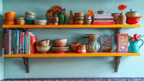 utensils on shelves 