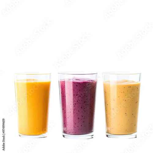 Three colorful smoothies