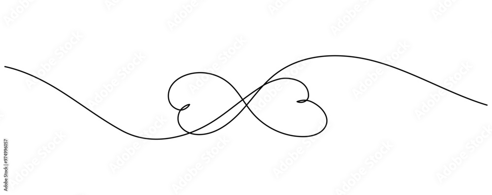 One continuous line drawing of infinity love sign, forever love symbol. Editable stroke hearts in linear style vector border frame design element for Valentine's Day banner, wedding invitation One continuous line drawing of infinity love sign, forever love symbol. Editable stroke hearts in linear style vector border frame design element for Valentine's Day banner, wedding invitation