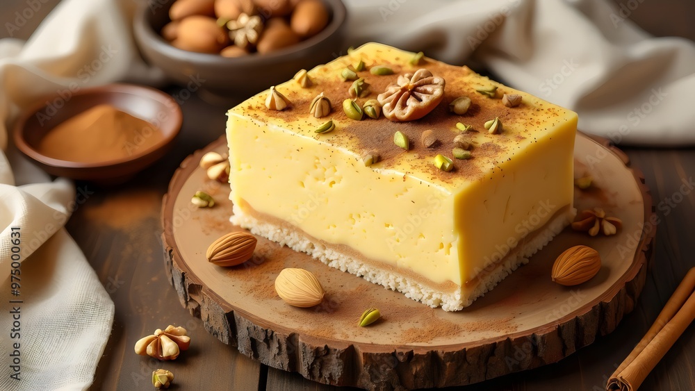 Greek Halva Semolina Dessert with Nuts and Cinnamon Greek Halva Semolina Dessert with Nuts and Cinnamon
