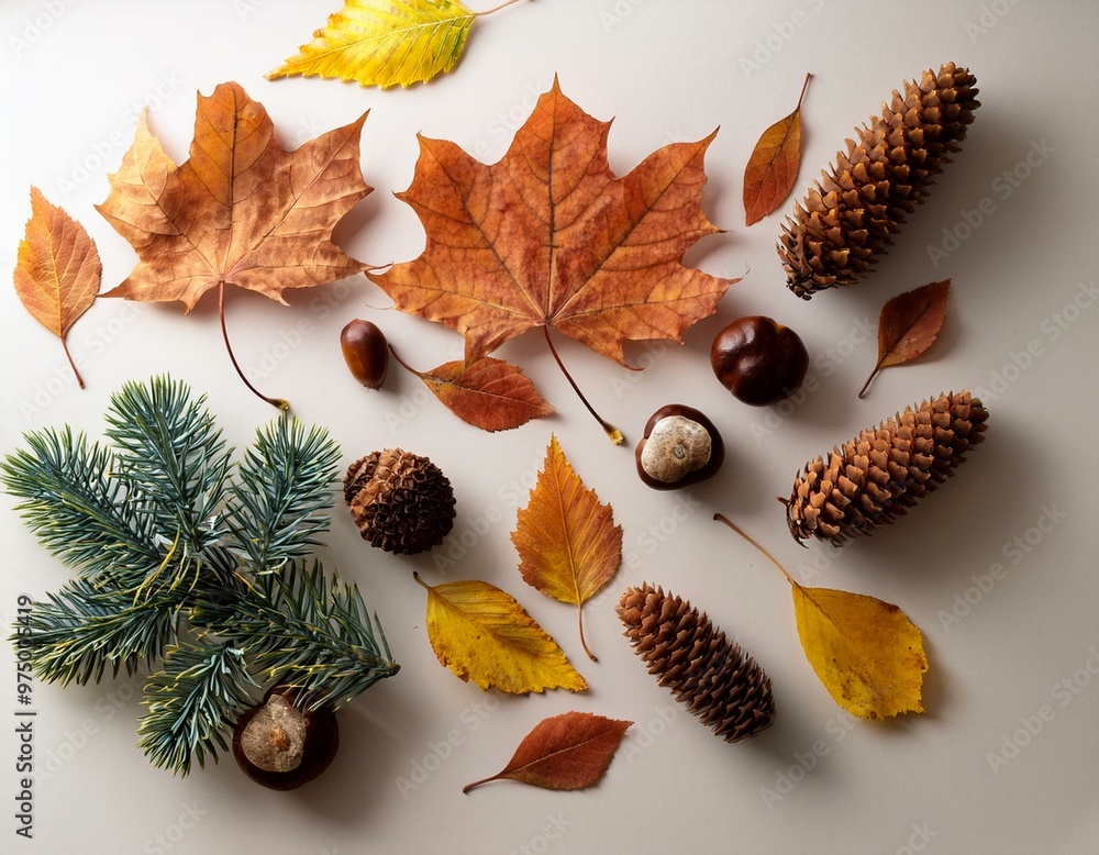 An autumnal themed flat lay image ideal to be used as a background An autumnal themed flat lay image ideal to be used as a background
