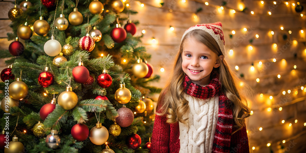 Girl in front of a christmas tree Girl in front of a christmas tree
