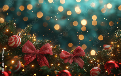 Christmas background with blurred lights and a bokeh effect