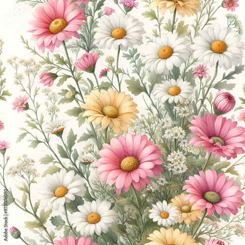 Wallpaper Mural background flower pattern, blossom seamless pattern, botanical flowers seamless pattern, fabric floral background Torontodigital.ca