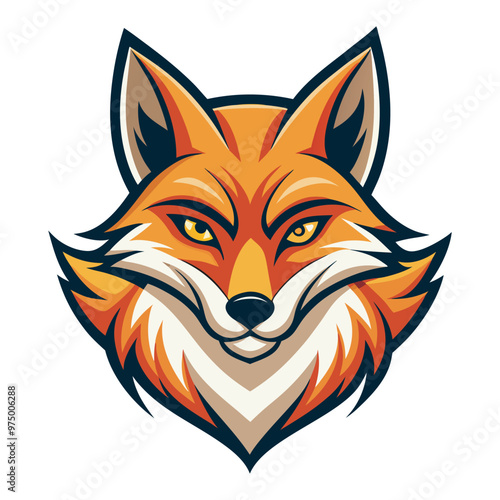 Vector Illustration of a Fierce Red Fox Head and Stylized Fox Logo Design in Vibrant Colors photo