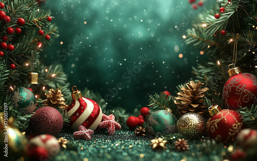 Christmas composition with a border design for product presentation 